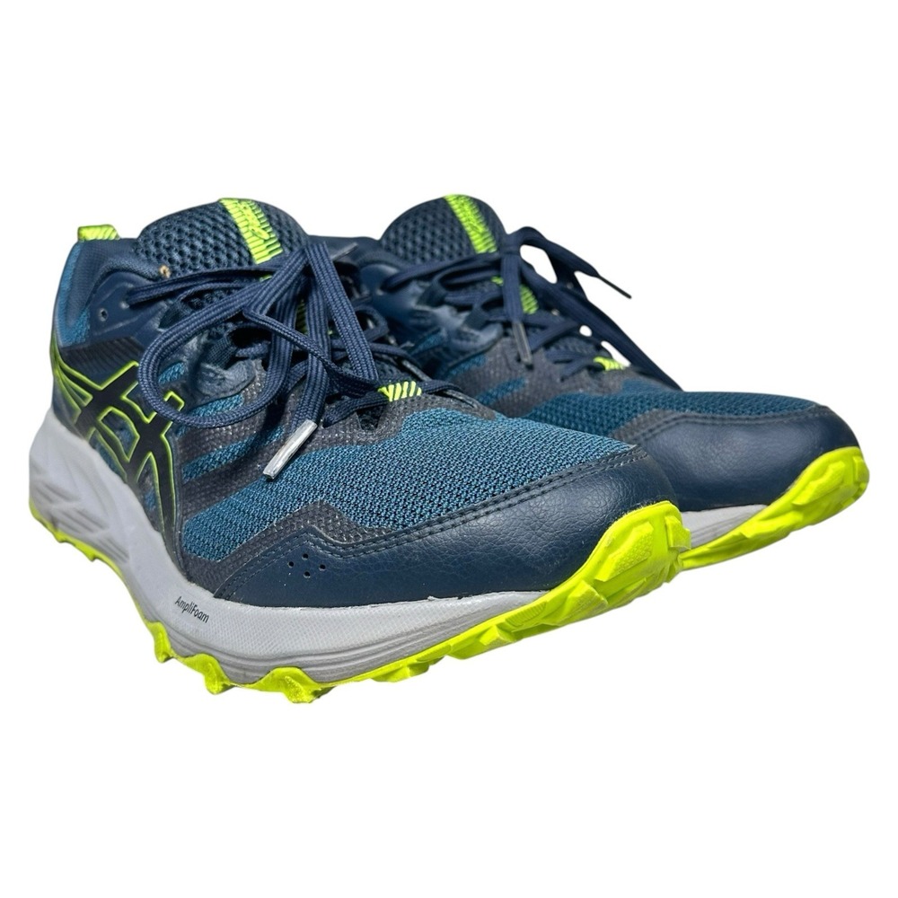 Asics Navy Blue and Neon Yellow Athletic Running Shoes